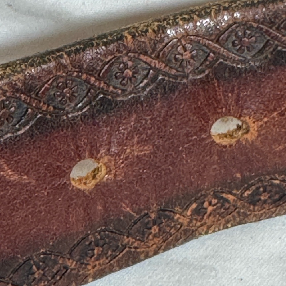 Western Style -Hand Stained Steerhide Leather - Brown Men's Belt - Size 34/36 - Picture 12 of 12